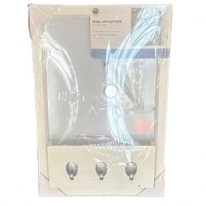 White magnetic dry erase Wall Organizer with Hooks NWT